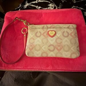 Coach Heart Motif Wristlet in Cream and Pink